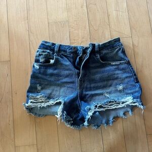 Sincerely Jules Distressed Dark Blue Denim Cutoff Shorts